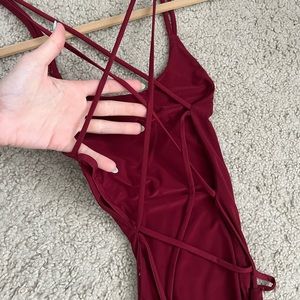 Backless Maroon Bodysuit